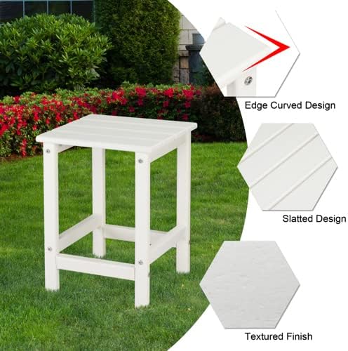 VINGLI Adirondack Side Table HPDE End Table Outdoor Indoor Table Weather Resistant Side Table for Living Room Bedroom Patio Garden Decor