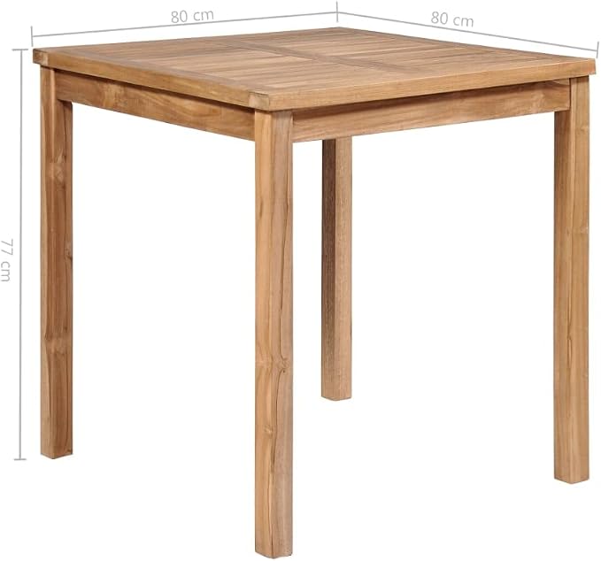 vidaXL Solid Wood Teak Patio Table Lawn Yard Terrace Balcony Wooden Patio Backyard Garden Outdoor Furniture Dining Dinner Meal Table 31.5"