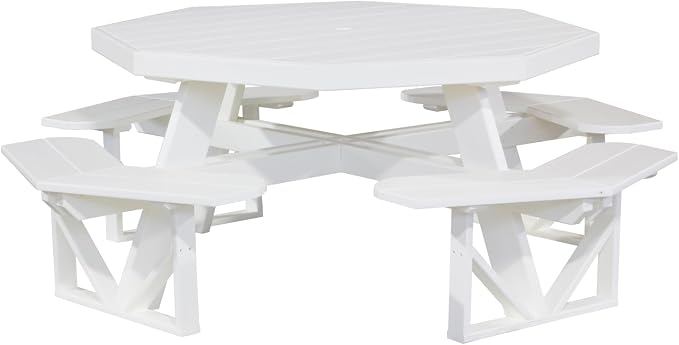 Furniture Barn USA Poly Lumber Octagon Picnic Table, White