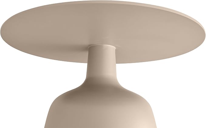 19.5" Round Pedestal Side Table, Stable Bell Base Modern Minimalist End Table, Small Coffee Accent Table for Living Room Bedroom Patio Balcony Indoor Outdoor, Champagne