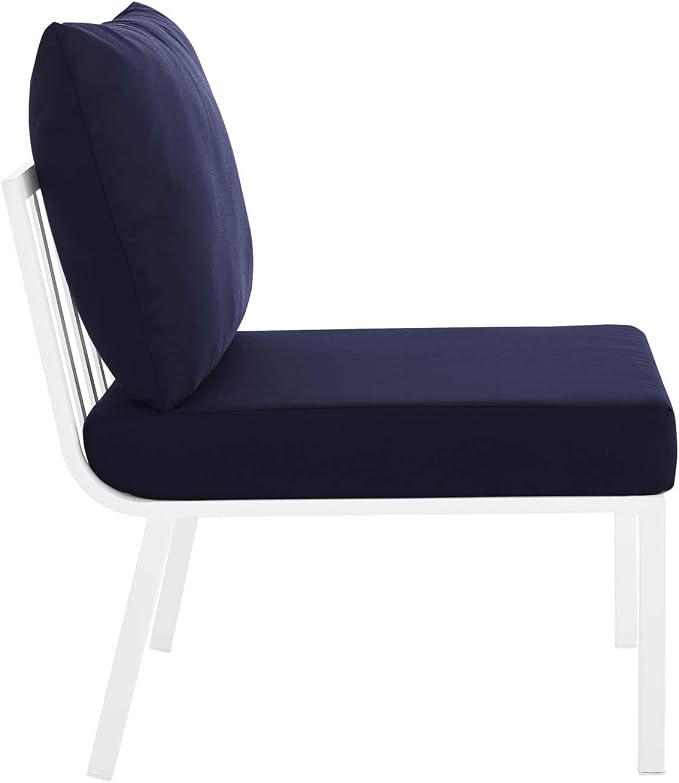 Modway Riverside 5 Piece Outdoor Patio Aluminum Set in White Navy