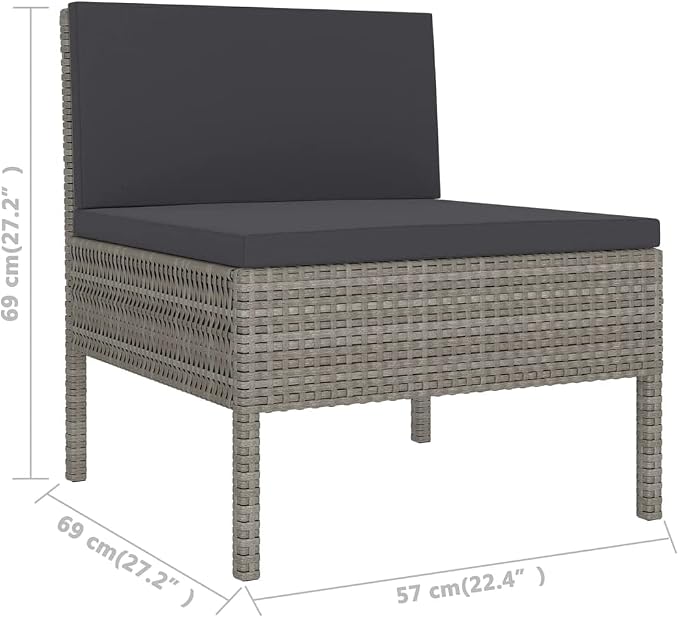 6 Piece Patio Lounge Set with Cushions,Patio Sofa,Outdoor Daybed,Outdoor Furniture Sets,Patio Seating,Patio Conversation Sets,Modern Set,Patio Furniture Set,Front Porch Furniture Poly Rattan Gray