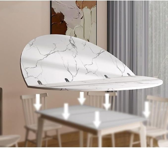 Multi-Colored 47.2" Round Folding Table - Adjustable 24-71" Diameter, Wood Half-Fold Design, Ideal for Kitchen & Patio Dining, Easy Storage with Sturdy Metal Hardware