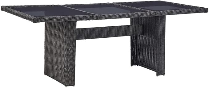 Afuera Living Contemporary 7 Piece Patio Dining Set, Black PE Rattan, Powder-Coated Steel Frame, Glass Tabletop, Weatherproof Outdoor Furniture with Washable Polyester Cushions for Garden or Patio Use