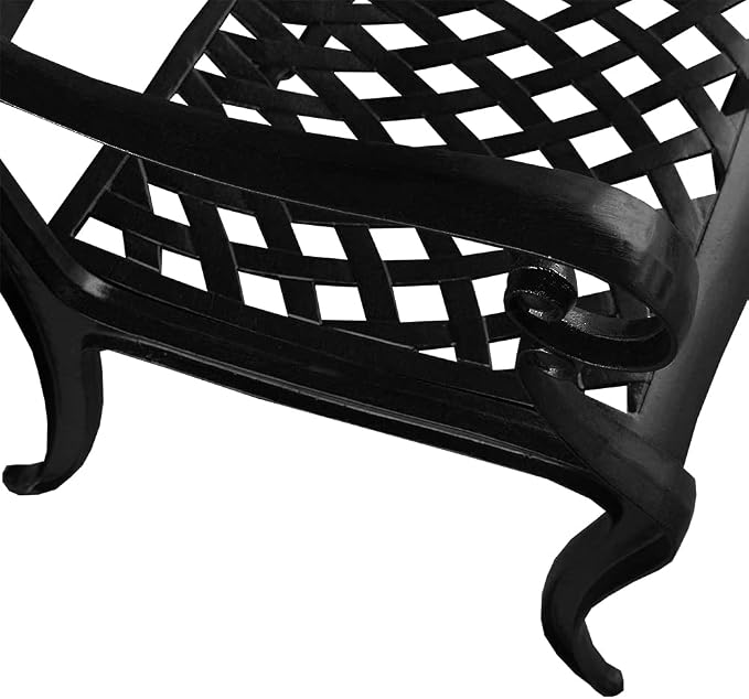 Oakland Living 1025-1855(8)-LBK Modern Outdoor Mesh Lattice Aluminum 95-in Large Black Oval Patio Eight Arm Chairs Dining Set