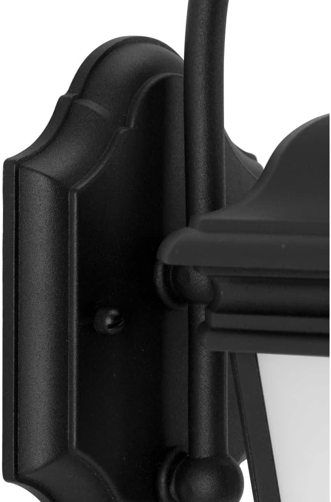 Progress Lighting Crawford Collection 1-Light Etched Glass New Traditional Outdoor Small Wall Lantern Light Textured Black