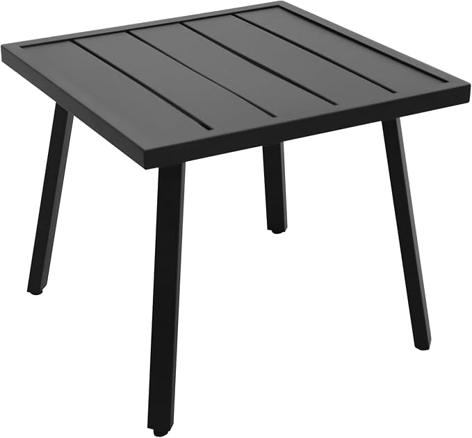 EAGLE PEAK Small Patio Side Table, Weather-Resistant Outdoor Table for Balcony, Porch, Deck, or Garden, Modern Design, Square, 18" x 18" x 15"