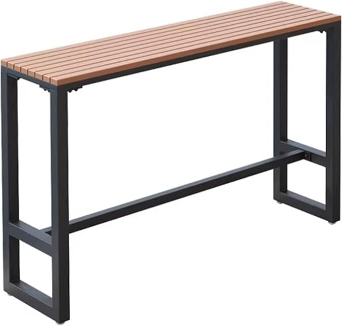 Outdoor Bar Table Weather Resistant, Wood Counter Height Bar Table Rain Sun Protection, Extra Long High Top Table 47.2"-102.4", for Patio, Garden, Yard, Balcony, Poolside(Black,78.7"x15.7"x40.5")