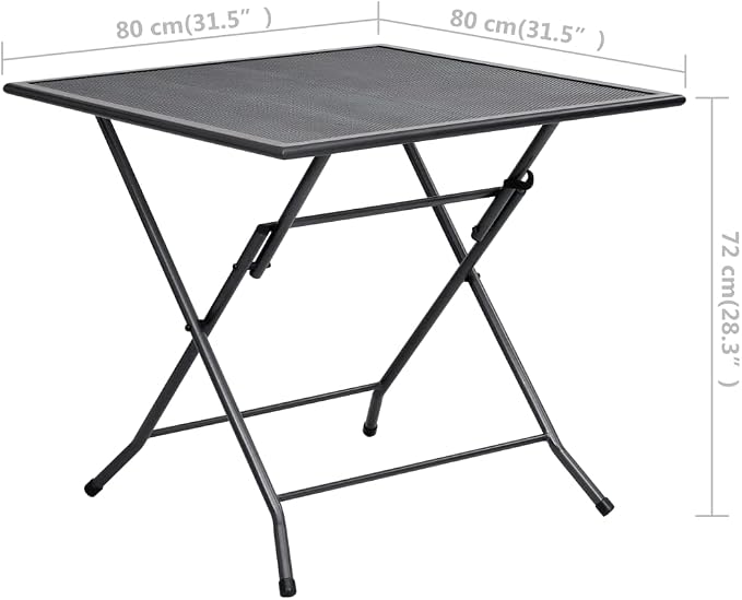5 Piece Patio Dining Set Steel Anthracite with Mesh Design, Outdoor Dining Set for Patio Garden, Foldable Table and Stackable Chairs