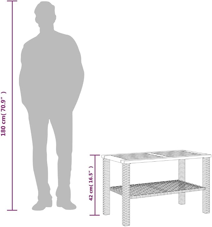 Patio Table & Picnic Table Gray PE Rattan Outdoor Table Pool Side Table for Patio Garden Backyard 27.6 x 15 x 16.5 in