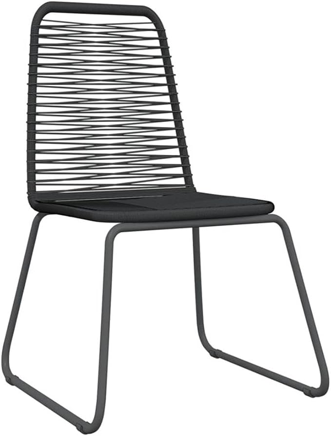 BOWERY HILL Contemporary 5-Piece Garden Dining Set, Powder-Coated Steel and PE Rattan, Black Finish, Tempered Glass Table, Weather-Resistant, Modern Patio Furniture for Outdoor Balcony or Terrace