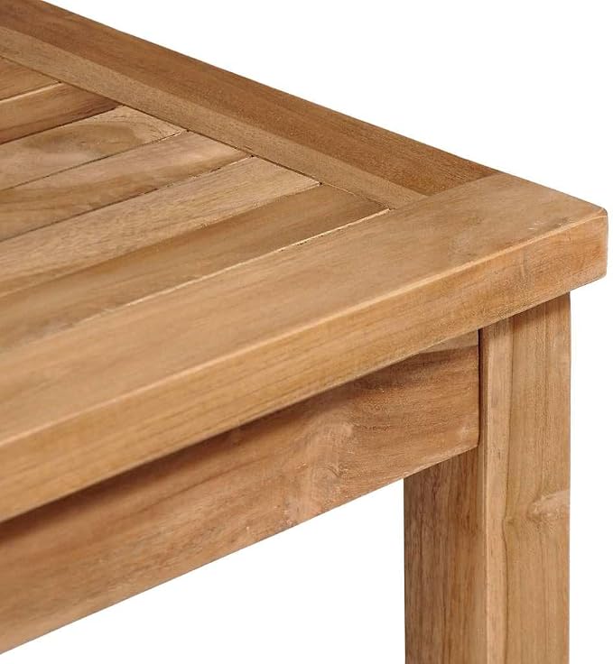 Solid Teak Wood Dining Table, 31.5 Inch Square Kitchen Table for 4 People, Natural Wood Furniture for Indoor and Outdoor Patio, Garden and Dining Room, Brown
