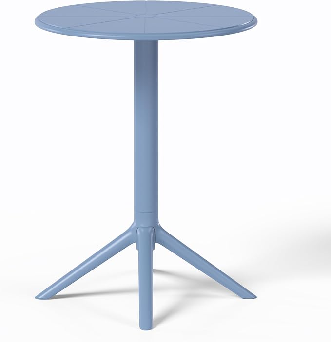 WestinTrends Playa 23.5" Outdoor Polypropylene Resin Round Patio Bistro Dining Table for 2, French Blue