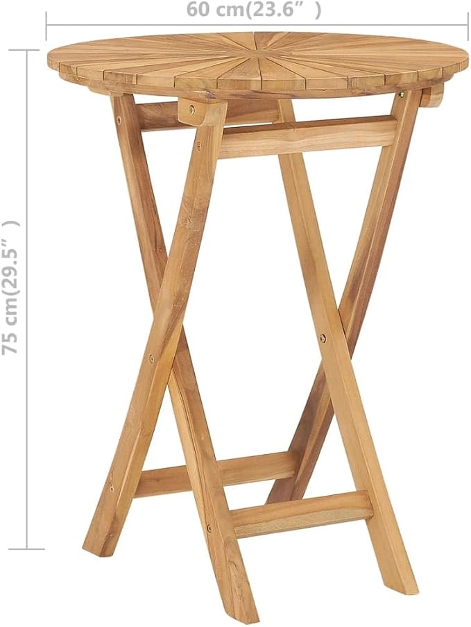 vidaXL Solid Teak Wood Folding Patio Table Garden Outdoor Balcony Backyard Terrace Dining Dinner Dinette Wooden Home Decor Furniture