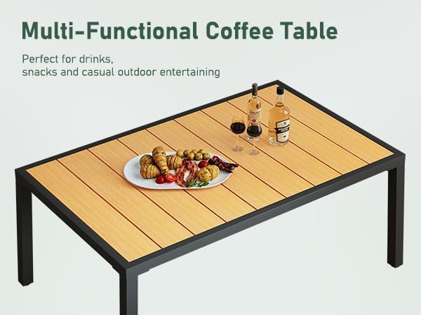 Furnimart Patio Furniture Set, 4-Piece Metal Outdoor Sectional, 4-Seat Patio Conversation Set with Deep Seating, Thick Cushions & Coffee Table for Backyard, Porch & Deck, Beige