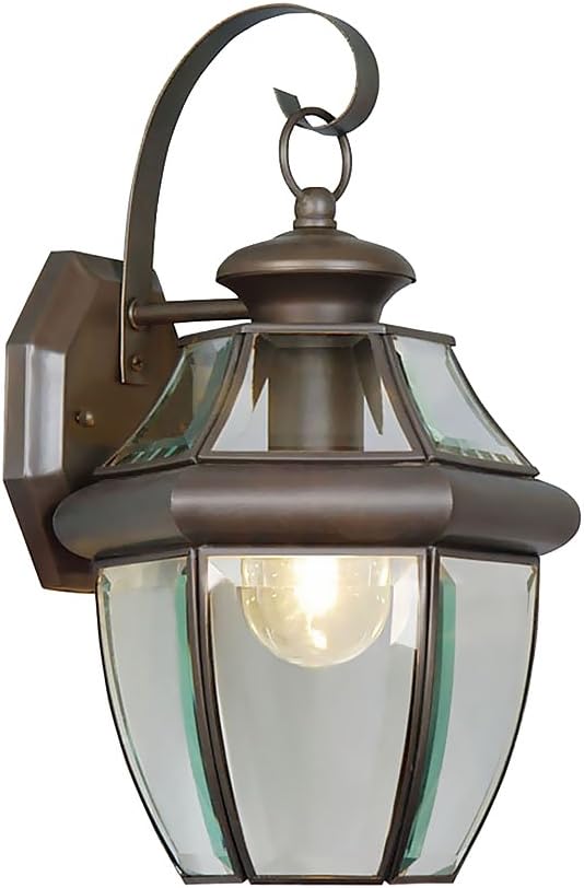 Livex Lighting 2151-07 Monterey 1 Light Outdoor Bronze Finish Solid Brass Wall Lantern with Clear Beveled Glass | Clear Beveled Glass; Solid brass construction