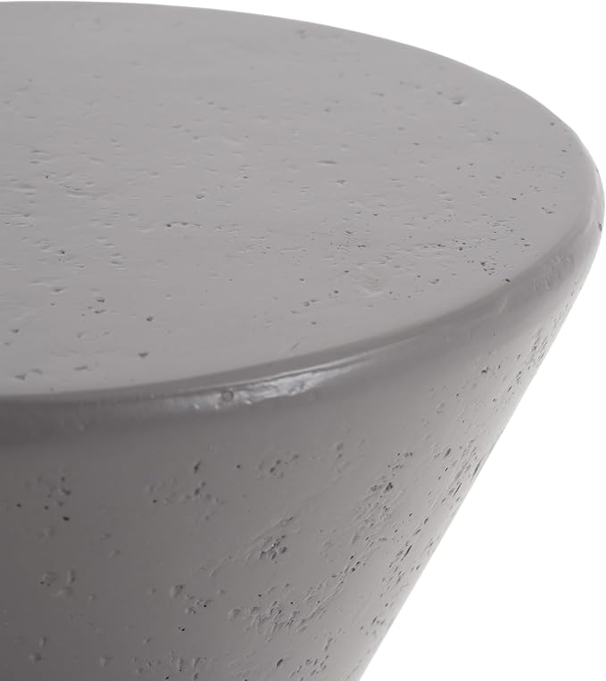 Christopher Knight Home Nowin Lightweight Concrete Outdoor Side Table Set of 2, Patio Round Coffee Table Set with Small Plant Stand, Hourglass-Shaped 2 Outdoor Table for Garden/Backyard, Gray