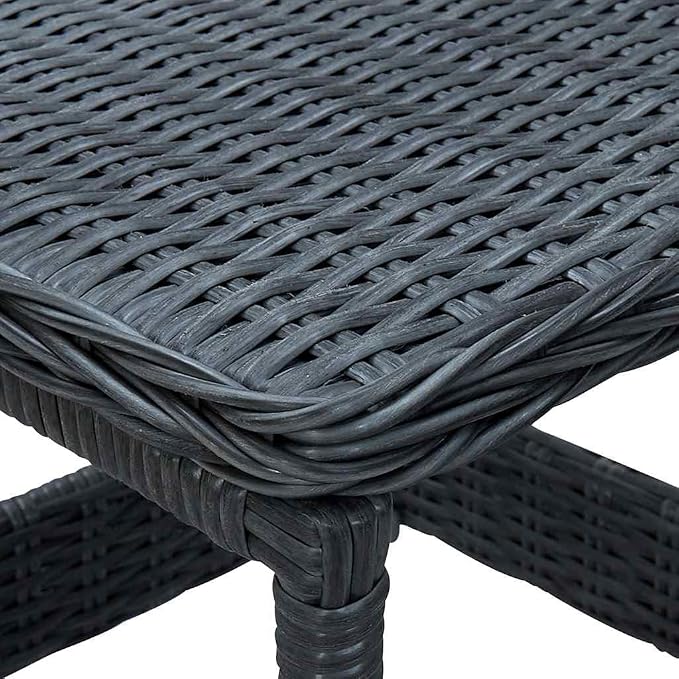 Powder-Coated Steel Garden Furniture Square Patio Table with PE Rattan Weather-Resistant Outdoor Dining Table for Balcony or Patio