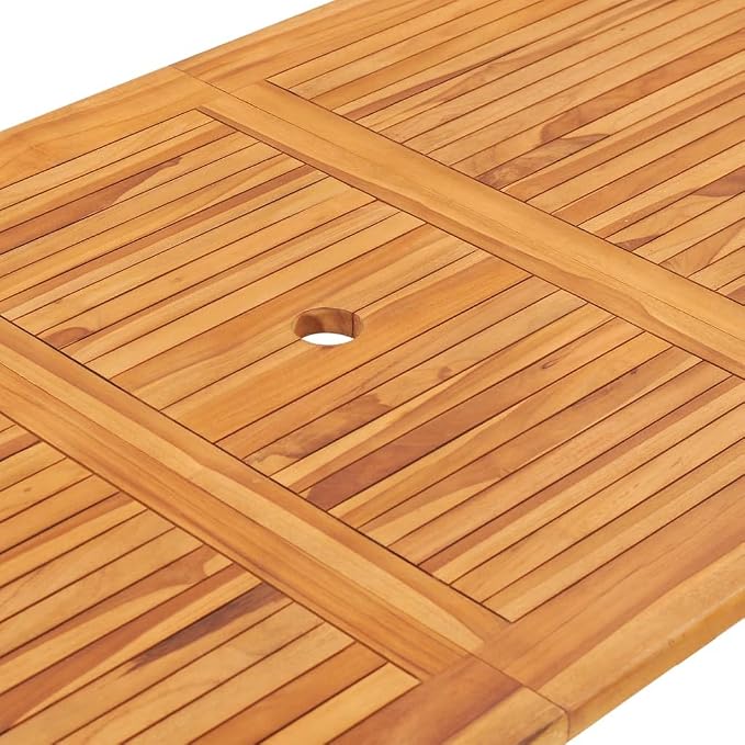 Folding Outdoor Table Natural Teak Solid Teak Wood 63x31.5x29.5 in Practical for Outdoor Dining and Gatherings