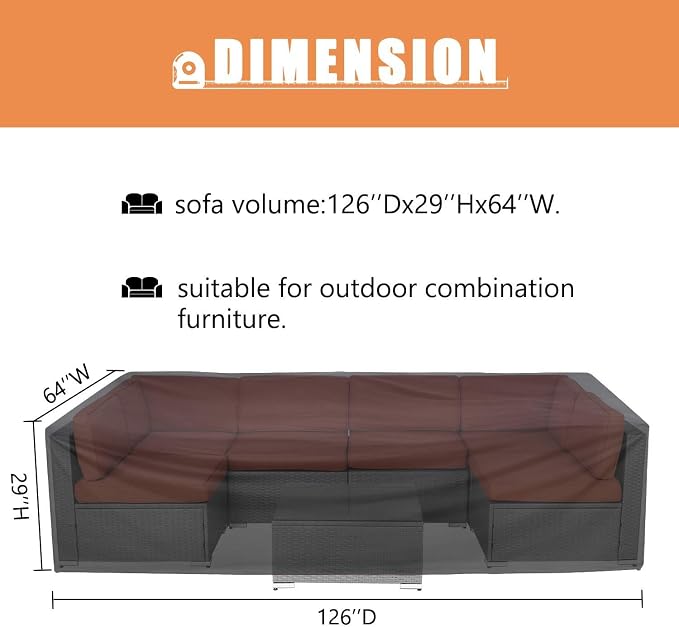 SOLAURA 7 Pieces Outdoor Patio Furniture Set, Black Brown Rattan Outdoor Patio Sectional Conversation Set, Modular Sofa Set with Coffee Table, Sky Blue (Include Sofa Cover)
