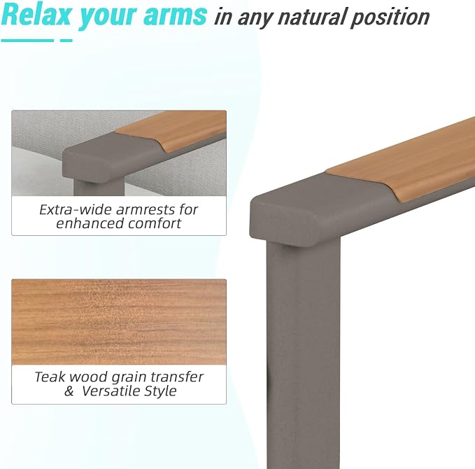 Grand patio 4-Piece Patio Conversation Set, All-Aluminum Outdoor Furniture Set with Teak-Look Armrests & Olefin Cushions, Weather-Resistant Patio Furniture for Backyard, Porch, Balcony, Deck