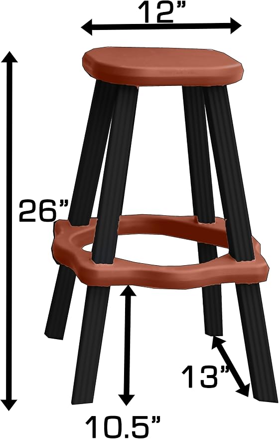 Patio Table Set with Two Barstools - Black Base with Redwood Accents - Perfect for Patio and Outdoor Spaces. Hardware Free Easy Assembly. Proudly Made in USA