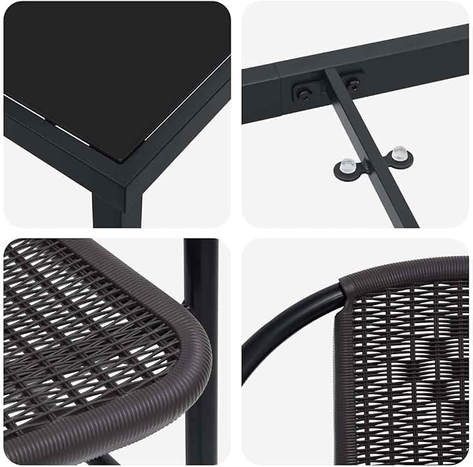 9-Piece Outdoor Dining Set, Black Powder-Coated Steel Patio Furniture, Rectangular Table and 8 Comfortable Garden Chairs for Backyard Hosting