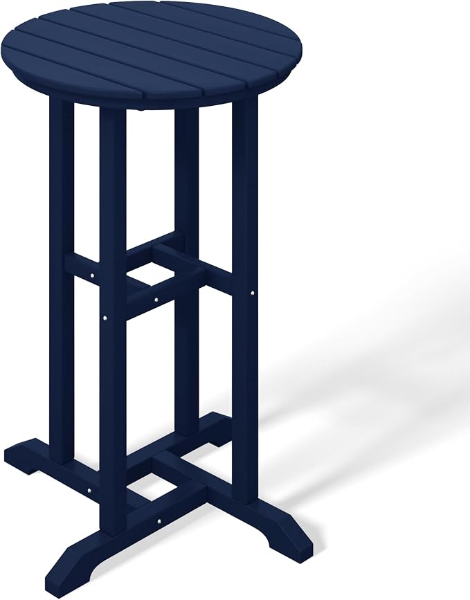 Costaelm Outdoor Bar Table, 37" Counter Height Round Patio Cocktail Bar Table, Patio Bar Table Bistro Dining Table Pub Table for Front Porch Deck, Backyard, Garden, Navy Blue