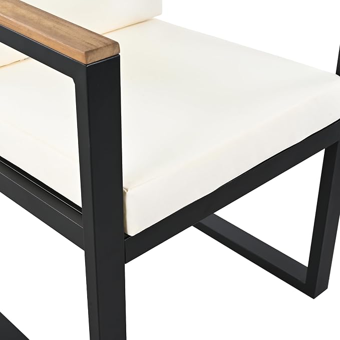 7 Pieces Outdoor Dining Set Patio Dining Table and Chair Set with and Removable Cushions for Patio, Backyard, Garden (Beige@40)