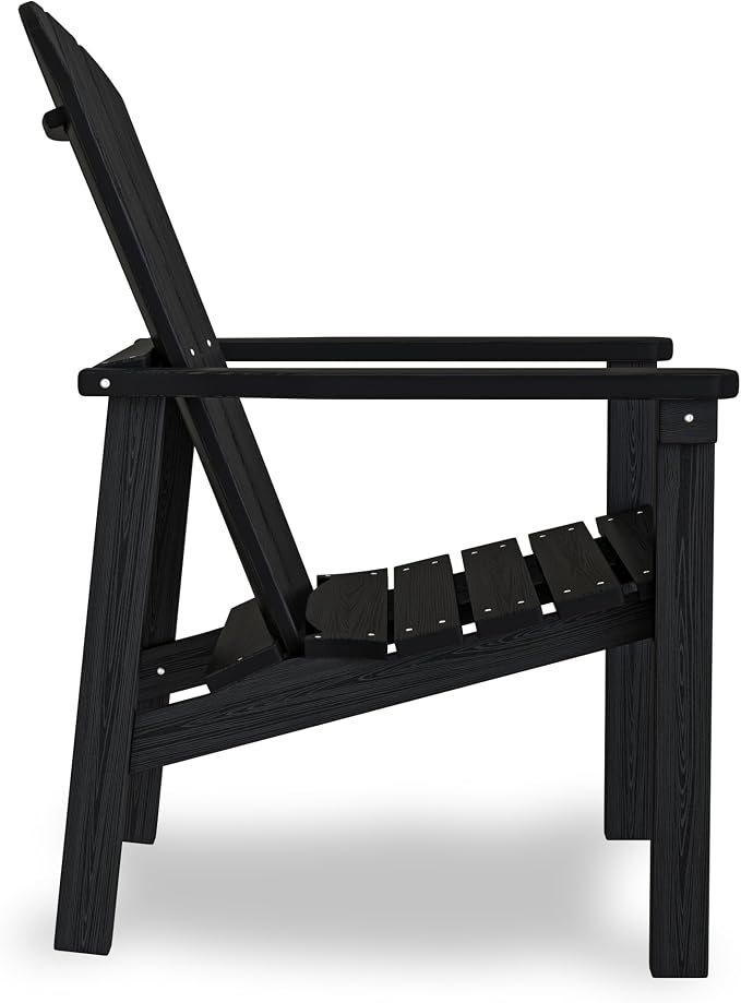 nevilywood Compact Stackable Adirondack Chairs Set of 2,HDPE,380lbs,Black | 26.3" Wide HDPE.All-Weather Outdoor.Maintenance-Free.Stackable for Storage.25°Curved Straight Backrest.Quick Assembly