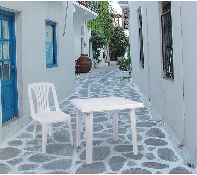 Compamia Cuadra 31" Square Resin Patio Dining Table in White, Commercial Grade