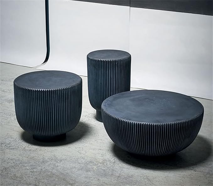 Outdoor Fiberglass Bowl Shape End Table Center Round Coffee Set Living Room Furniture