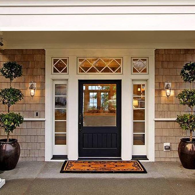 16.93” Outdoor Wall Light Fixture Bronze Exterior Wall Lantern | Outside Waterproof Sconce Rustic Porch Light Wall Mount with Hammered Glass Shade for House