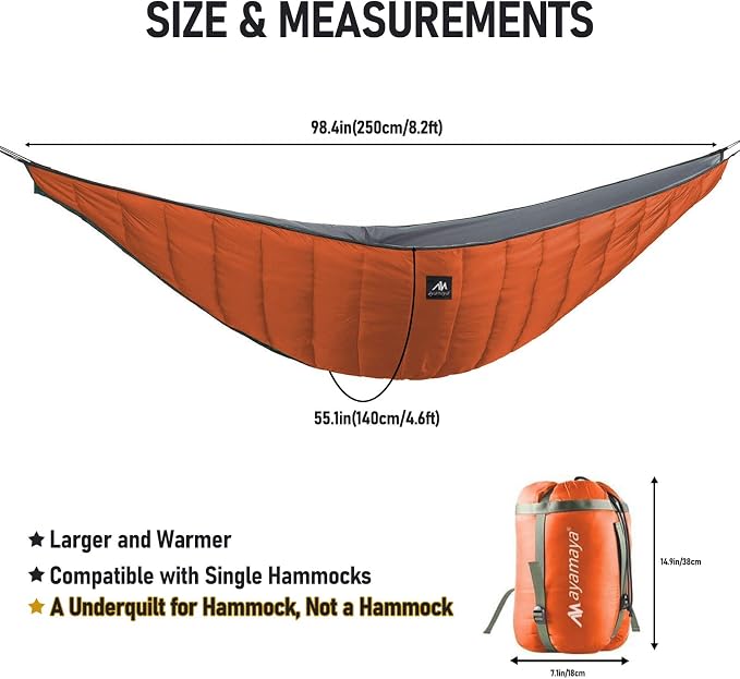 Hammock Bug Net + Underquilt, Mosquito Net & Full Length Under Quilt for Single Hammocks
