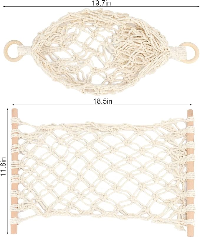 2 Pack Hanging Fruit Hammock Under Cabinet Hanging Basket Includes Hooks - Macrame Bohemian Hanging Banana Vegetable Hammocks Kitchen Storage Counter Space Saving Decoration at Home, Boat, Rv(Style B)