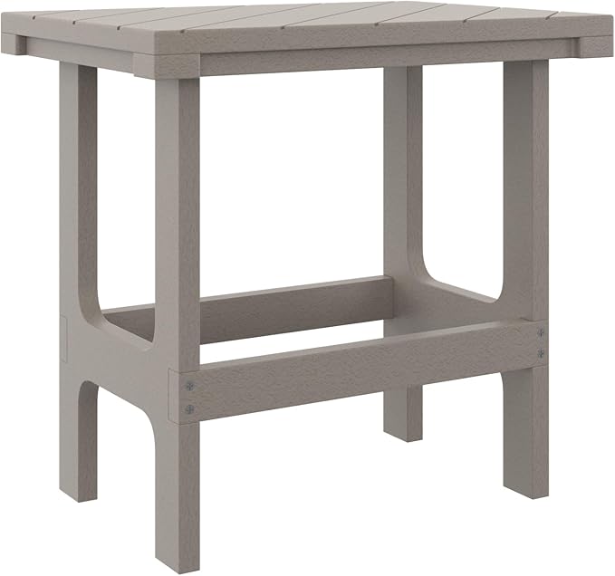 Outdoor Side Table, Beige – Durable Recycled Plastic Table, All-Weather