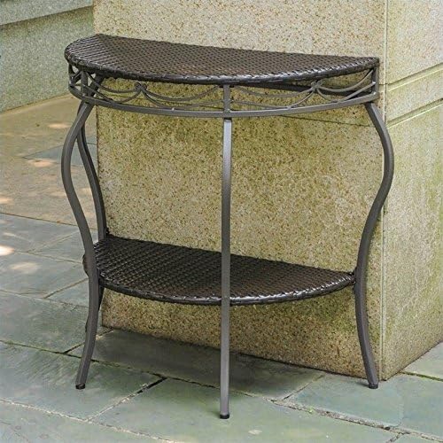 International Caravan Valencia Resin Wicker/Steel Two Tier Half Moon Wall Table