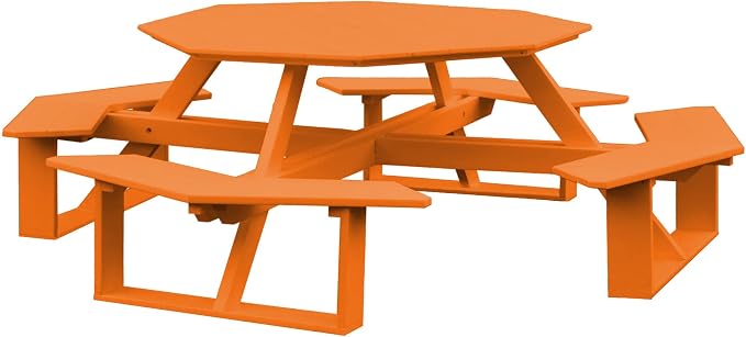 Amish-Made 54" Octagon Orange Poly Walk-in Picnic Table