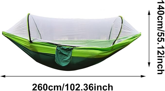 Heavy Duty Hammock with Mosquito Net–Canvas Hammock, Fade-Resistant Cotton Lounger, Roll-Free Comfort Design, Easy Setup for Backyard, Porch, Garden, Camping, Travel (Light Green)