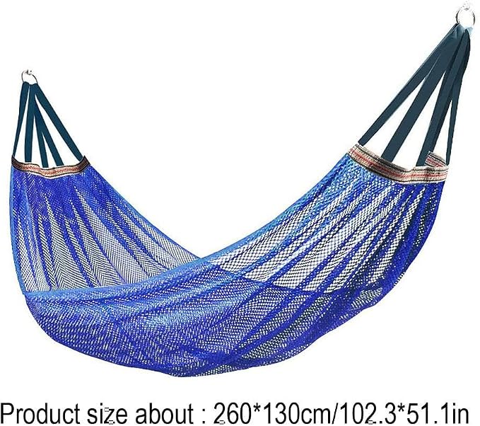 Outdoor Travel Camping Sport Hammock, Outdoor Sport Hammock Net Mesh Nylon Rope Sleeping Bed Swing with Hooks for Garden Beach Yard Travel (Red)