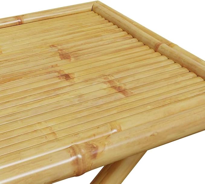 Bamboo Folding Patio Table 43.3x21.7x29.5 Inches, Outdoor Garden Table with Slatted Top, Portable Space-Saving Side for Courtyard, Greenhouse