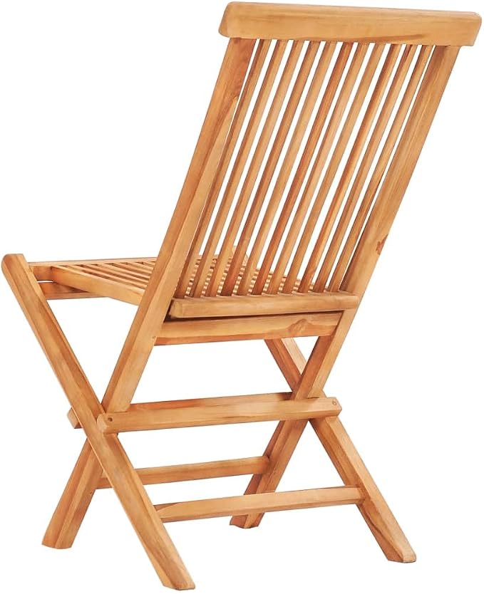 3-Piece Folding Bistro Set, Solid Teak Wood Patio Dining Furniture, Space-Saving Square Table and Two Chairs for Garden, Balcony, Terrace, and Outdoor Seating