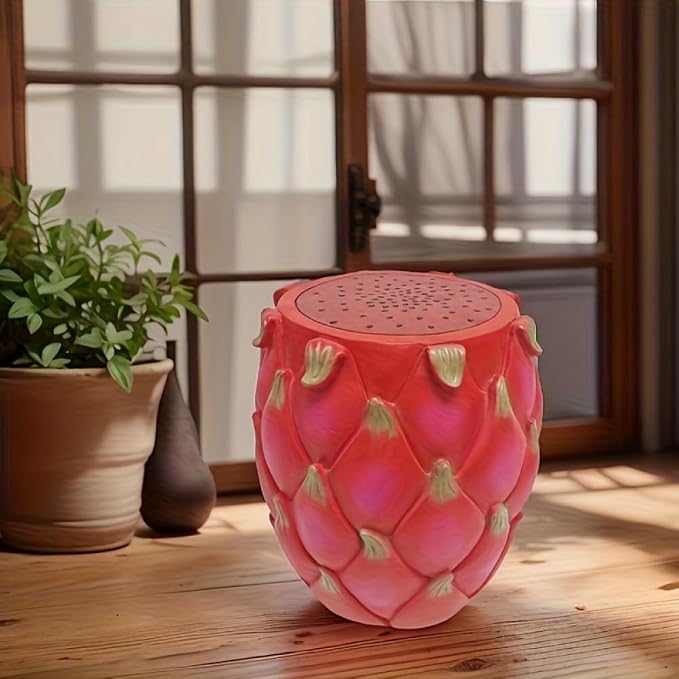 Garden Side Table, Outdoor Plant Stand,Tropical Art Deco Resin Decorative Furniture, 13.4 Inch Multi-Purpose Novelty Ornament for Patio Poolside Indoor Outdoor Home Garden Decor (Pitaya)
