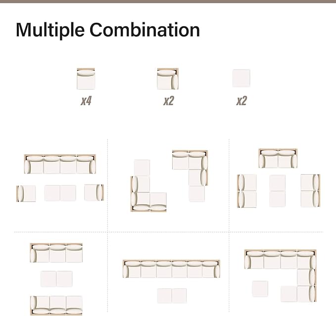8 Piece Outdoor Patio Furniture Set with Thick Cushions, All Weather PE Rattan Wicker Sectional Sofa Conversation Set for Garden, Backyard, Poolside, Modular Outdoor Lounge Furniture Set(Gray)