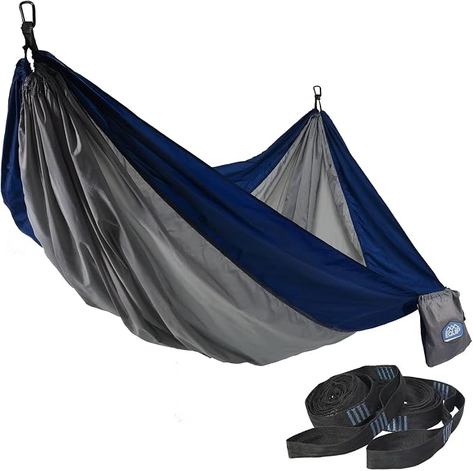 2 Person Travel Hammock with Straps Gray/Blue Holds 500lbs