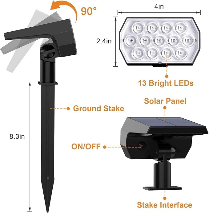 WELALO Color Changing Solar Lights Outdoor IP68 Waterproof, RGB, 10 Pack | 7 Lighting Modes, Long Lasting, Automatic Dusk to Dawn, Dimmable, Halloween Christmas Decorations for Yard Garden Tree Party