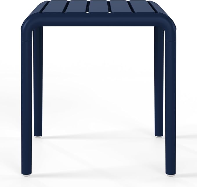 WestinTrends Playa Plastic Modern Outdoor Patio Accent Side Tables (Set of 2), Navy Blue
