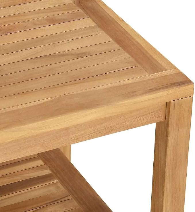 Modern Outdoor Coffee Table Solid Teak Wood Minimalist Design for Patio Contemporary Garden Table with Storage Compartment