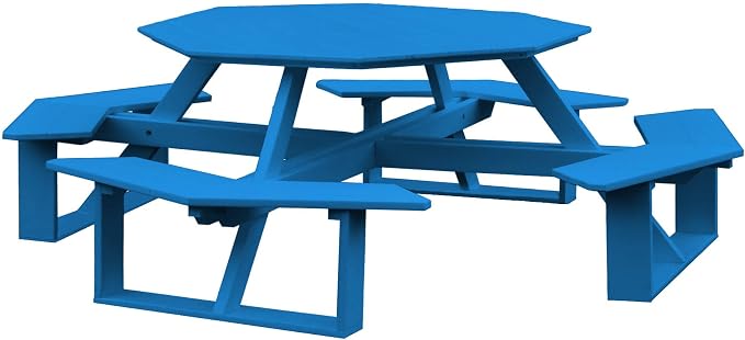 Amish-Made 54" Octagon Blue Poly Walk-in Picnic Table