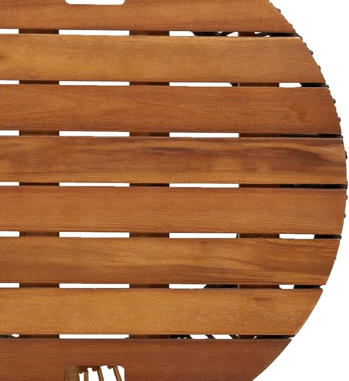 Patio Side Tables 2 Pcs with Wooden Top Beige Poly Rattan, Acacia Wood Outdoor End Tables Set, Powder-Coated Steel Frame for Garden Backyard Patio